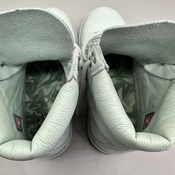 Timberland Boots Big Kids Size 3.5 Mint Green 6 Inch Premium Leather Lug Sole - Picture 8 of 10